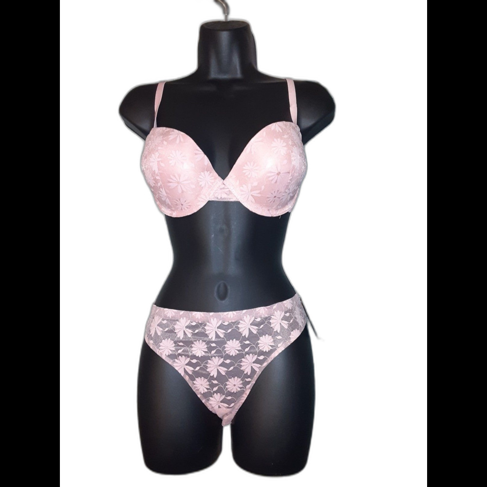 Youmita 36C Blossom Floral Lace Push Up Bra & Stretchy Floral Lace Panty NWT